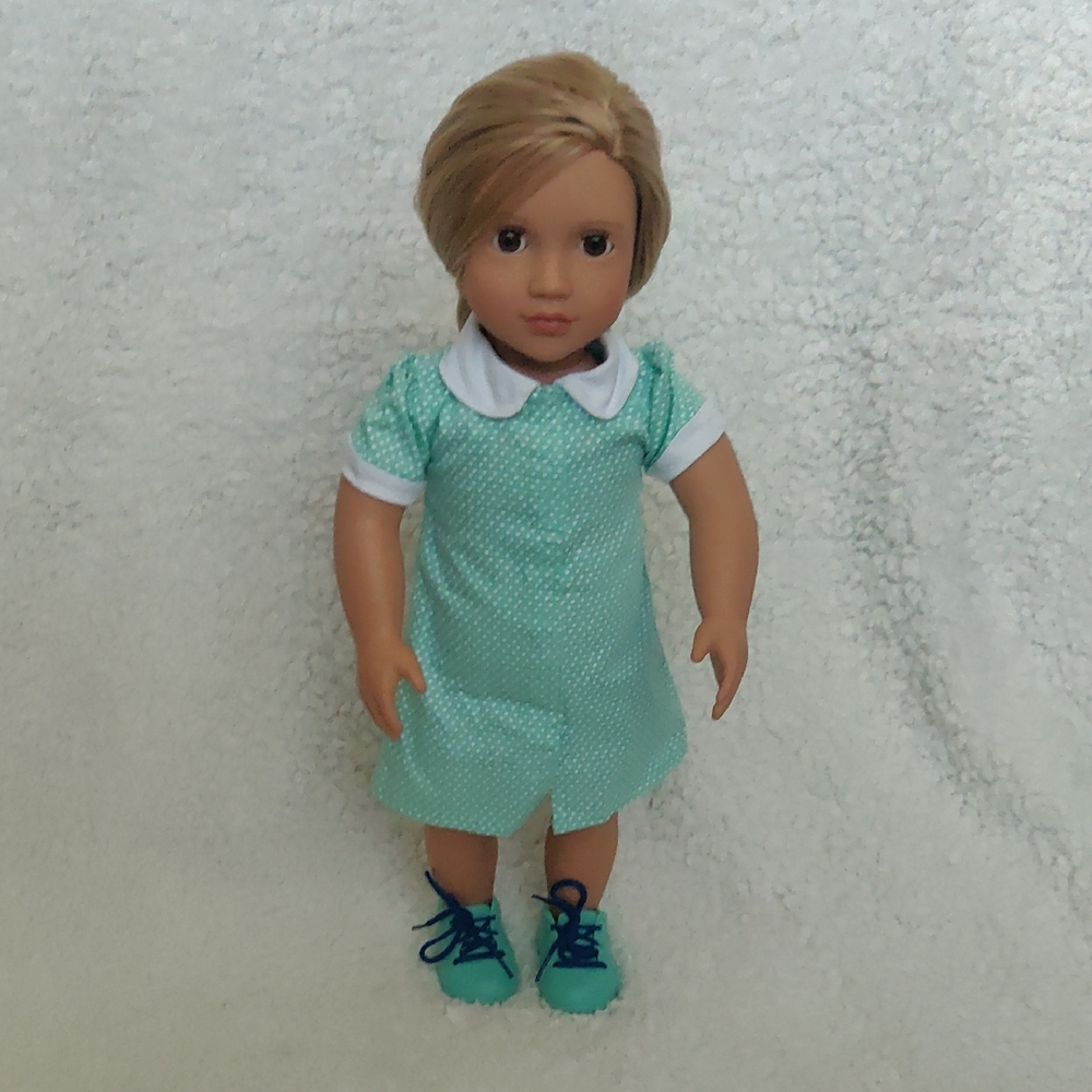 Our Generation 18" Doll In Mint Green Dress with Mint Green Shoes